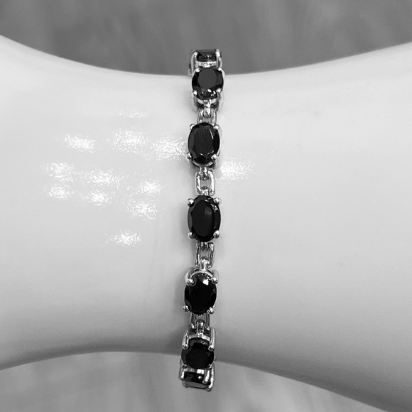 Shungite Sterling Silver Tennis Bracelet 7.25” - Picture 6 of 8